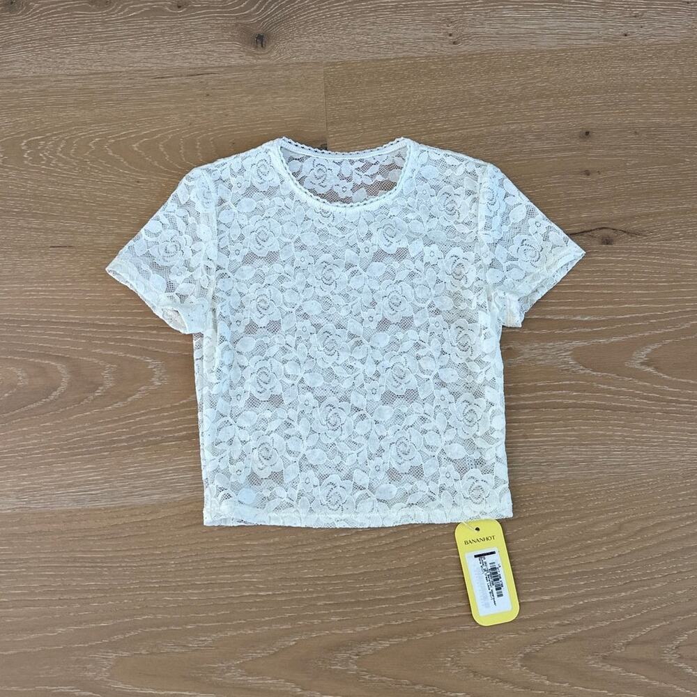 Bananhot Lace Top Cropped Nana Size XS Off White